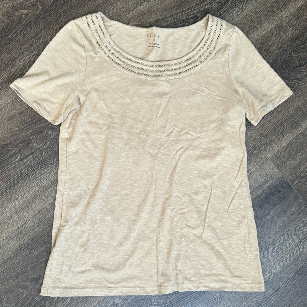 Talbots Light Beige Short Sleeve Tee